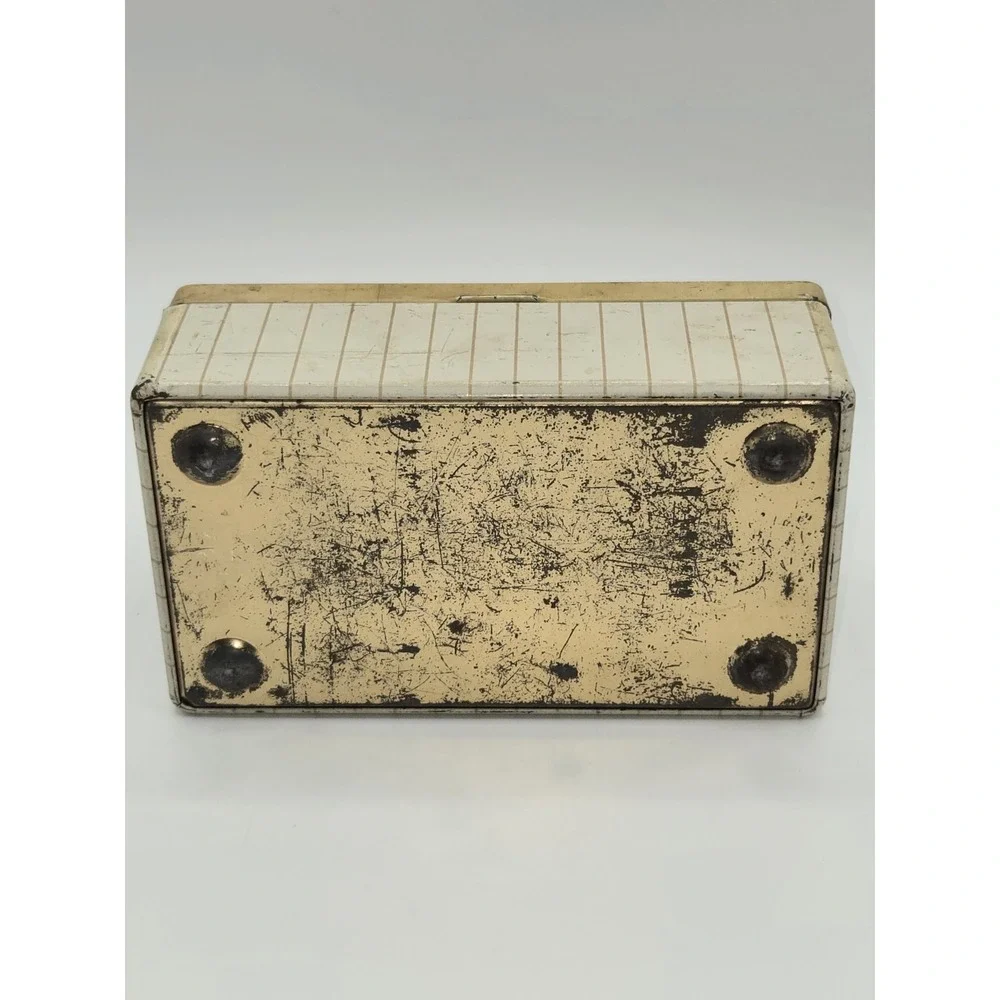 Vintage Metal Storage Tin Box Bird Floral‎ Design Hinged Lid 6.5